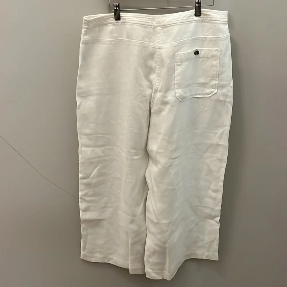 Eileen Fisher Wide Leg Pants Organic Linen Cropped White Size 12 - Picture 7 of 12